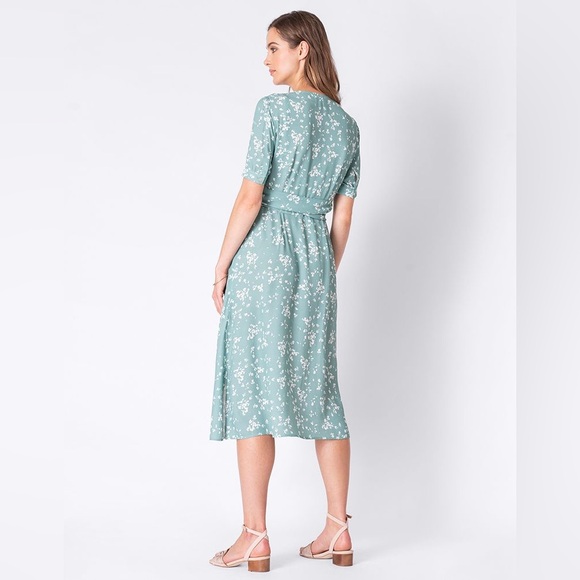 Seraphine Teal Floral Midi Nursing Dress Size 2 - Picture 10 of 11